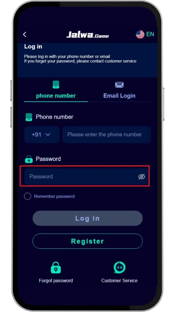 enter registered password
