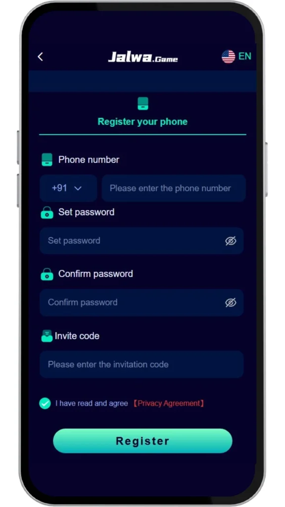 jalwa game register page