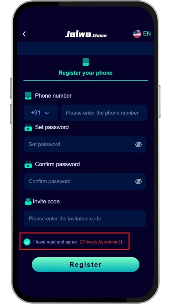read and accept privacy agreement